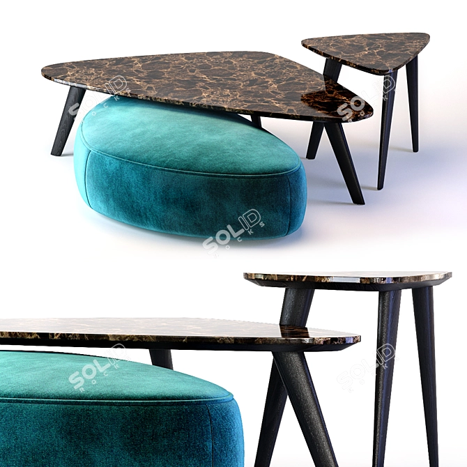 Oasis Andre Table & Ottoman Combo 3D model image 1