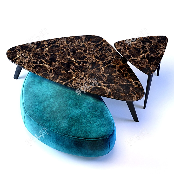 Oasis Andre Table & Ottoman Combo 3D model image 2