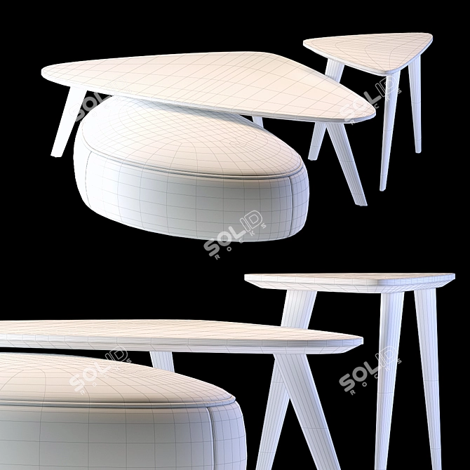 Oasis Andre Table & Ottoman Combo 3D model image 3