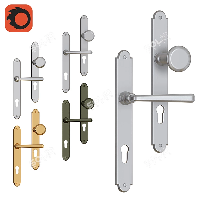 Alt Wien Classic Door Handle 3D model image 1