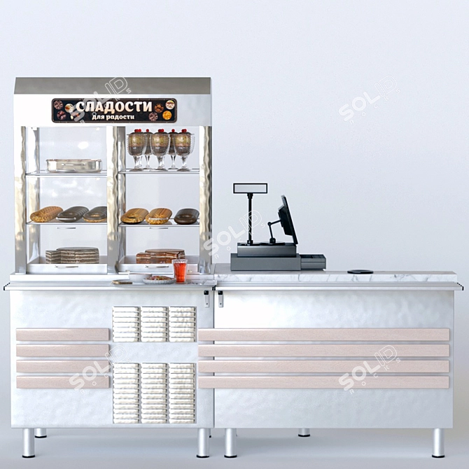 Self-Service Food & Beverage Stand 3D model image 2