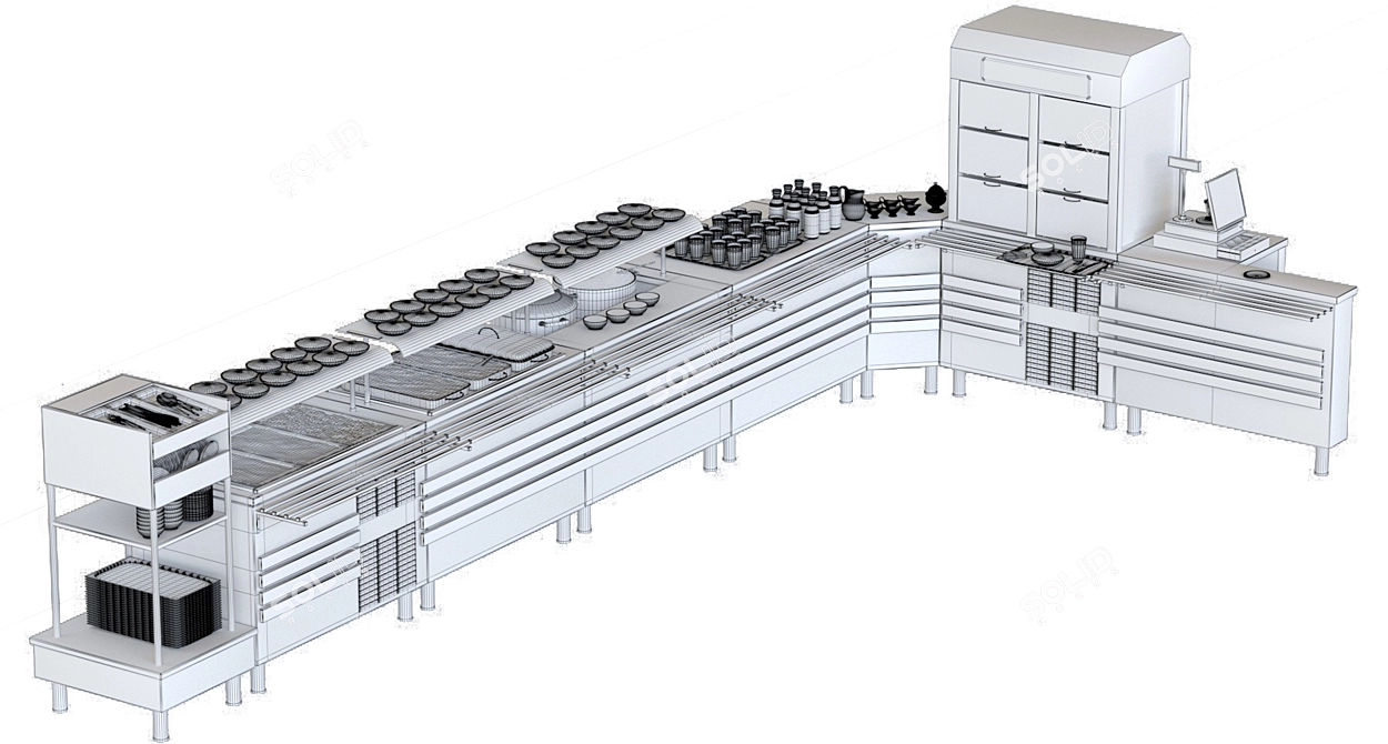 Self-Service Food & Beverage Stand 3D model image 3