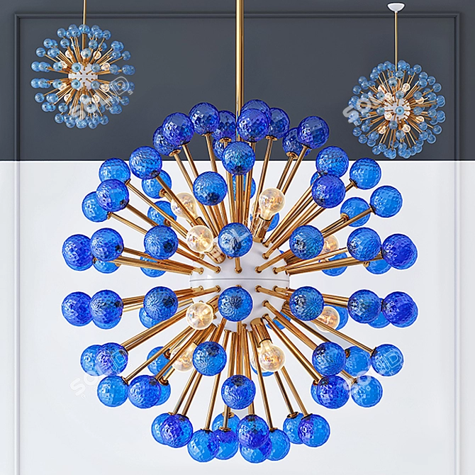 Blue Murano Sputnik Chandelier | Modern Hollywood Regency 3D model image 1