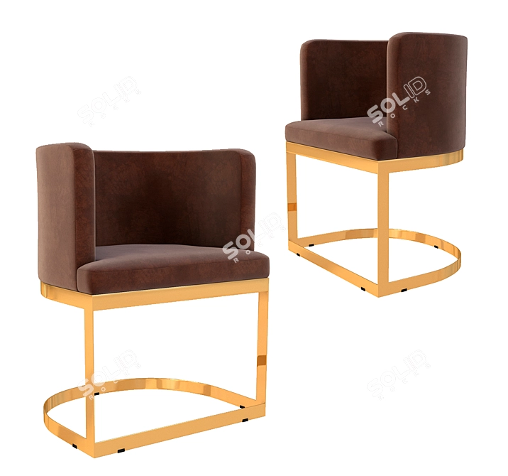 Velvet Steel Dining Chair 3D model image 1