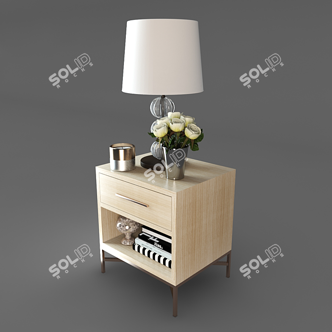 Sleek Modern Nightstand 3D model image 2