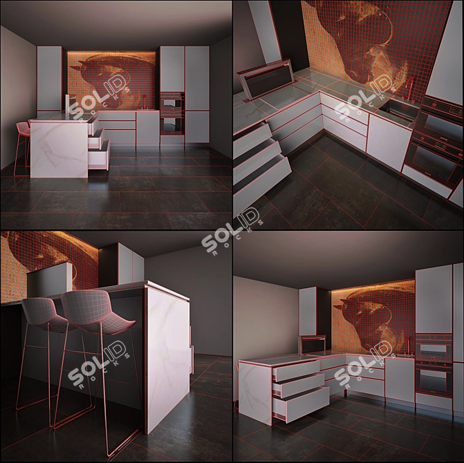 Elegant Kitchen Set - XX 3D model image 3