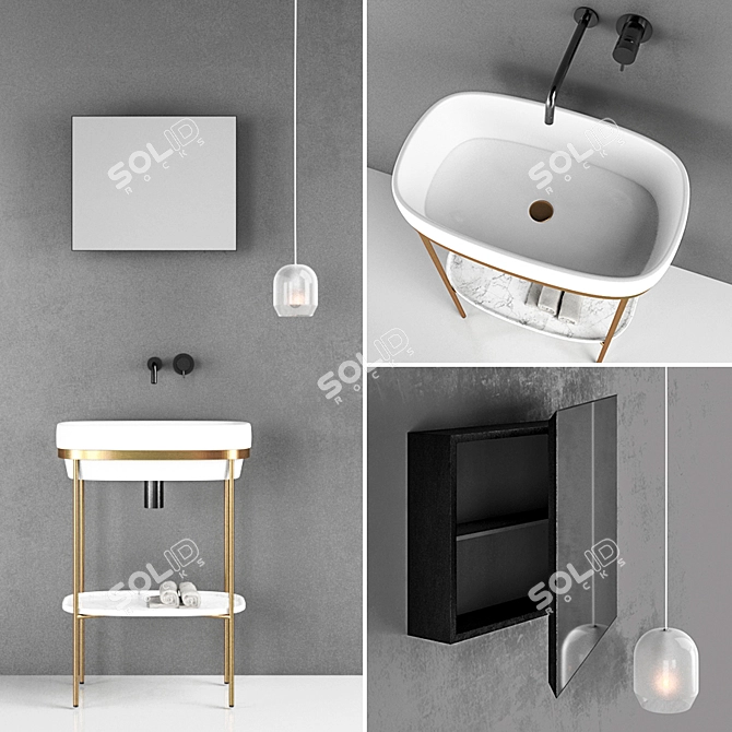 Modern Ribbon Bathroom Set 3D model image 1