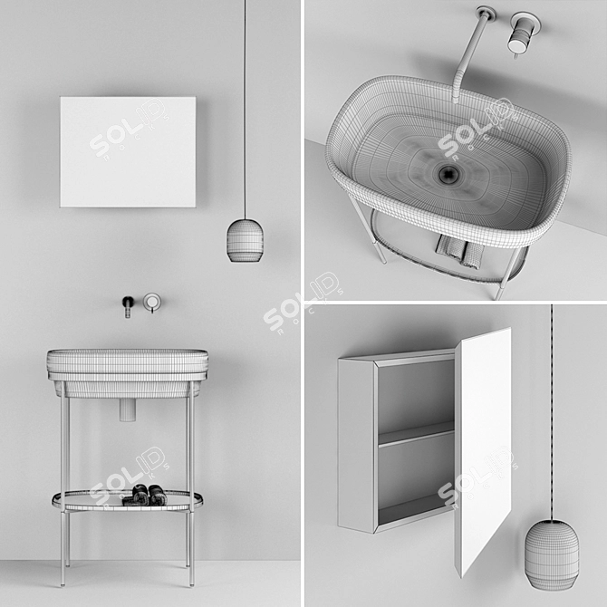 Modern Ribbon Bathroom Set 3D model image 2