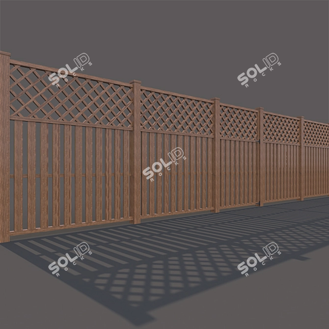Natural Wood Fence - Sturdy & Stylish 3D model image 1