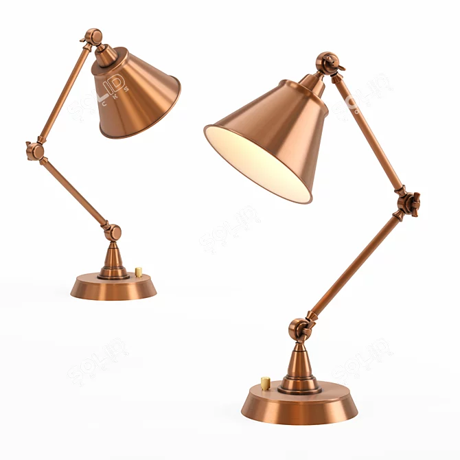 Vintage Brass Table Lamp 3D model image 1