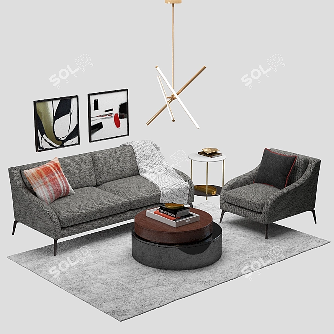 West Elm Alto Sofa Chair Set: Modern Elegance Combo 3D model image 1