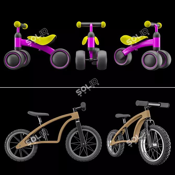 Wooden PedeX Bike: Perfect Balance for Kids! 3D model image 1