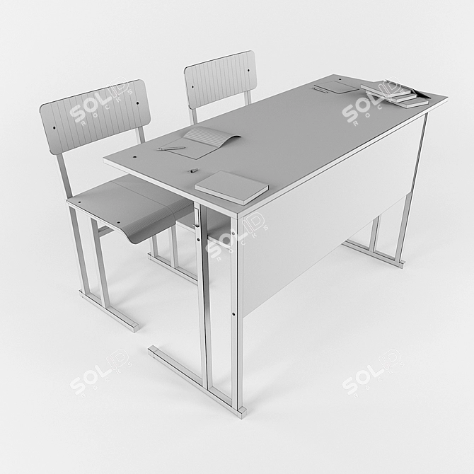 Elegant Desk and Chairs Set 3D model image 3
