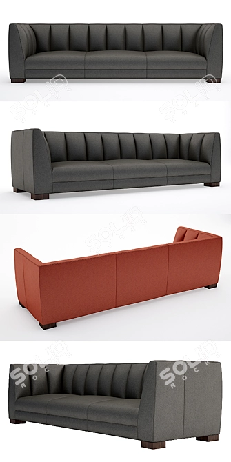 Sleek Paxton Leather Sofa 3D model image 2