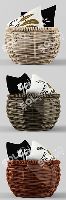 Breezy Bliss:  Pillow Set with Basket 3D model image 2