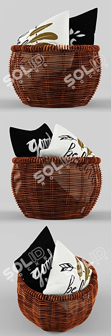 Breezy Bliss:  Pillow Set with Basket 3D model image 3