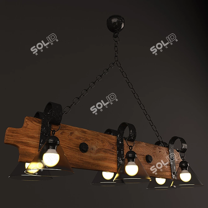 Rustic Glow: Wooden Light 3D model image 1