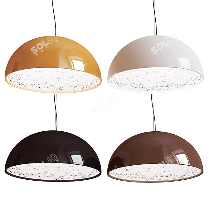 Elegant Floral Gypsum Pendant 3D model image 1