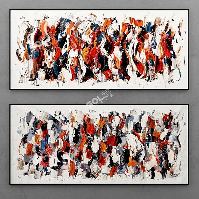 Abstract Expressions: Red & White Set 3D model image 1