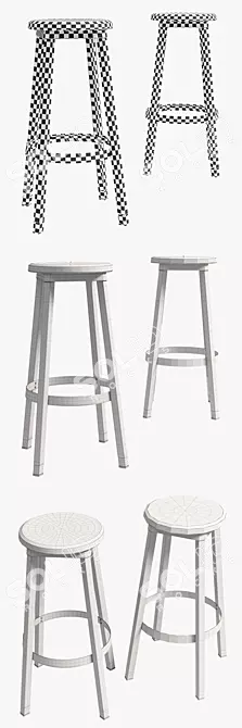 Nevada Solid Wood Bar Stool 3D model image 2