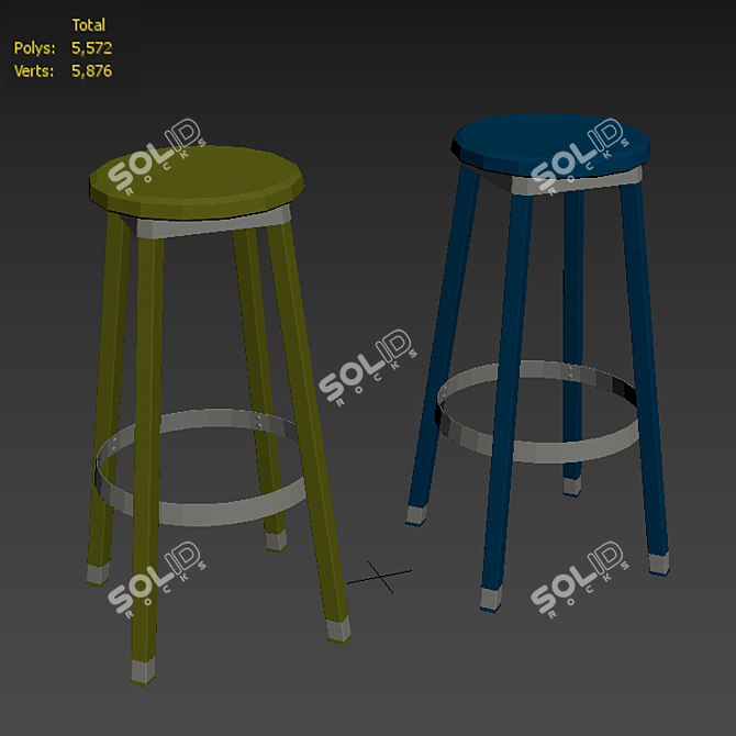 Nevada Solid Wood Bar Stool 3D model image 3