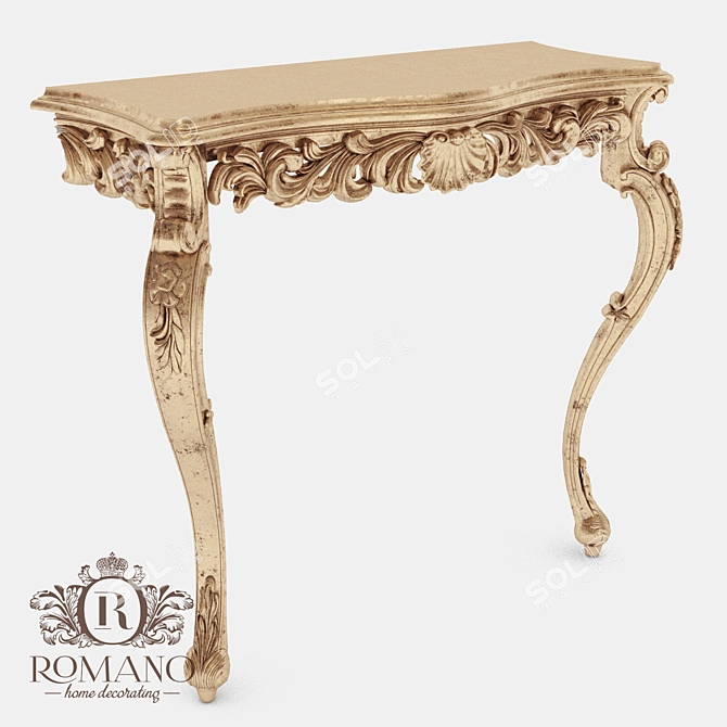 Title: Elegant Beatrice Console: Gold & Silver Finish 3D model image 1