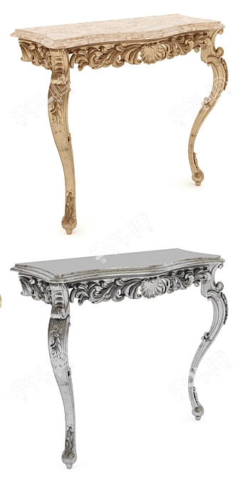 Title: Elegant Beatrice Console: Gold & Silver Finish 3D model image 2