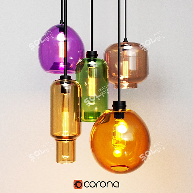  Loft4You Multicolor Glass Pendant Light 3D model image 1