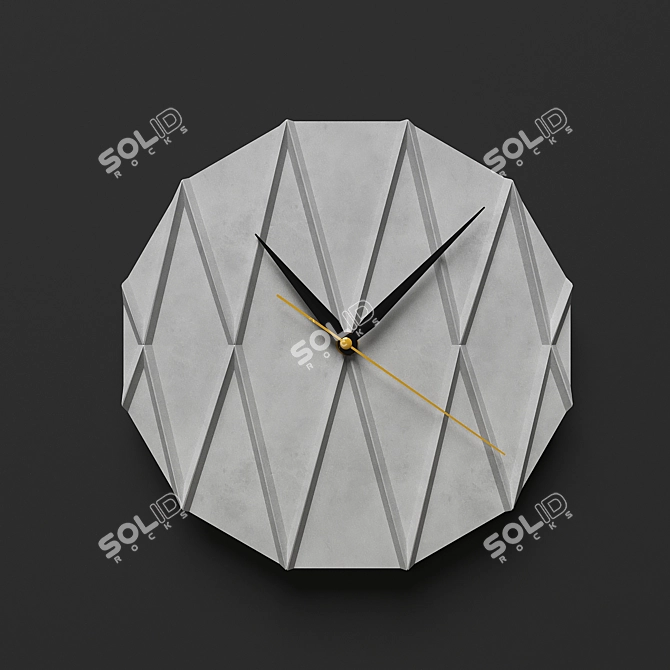 Elegant Grained Clock - 280mm Diameter 3D model image 1