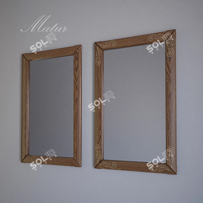 Elegant Wood-framed Mirrors by Matur 3D model image 2