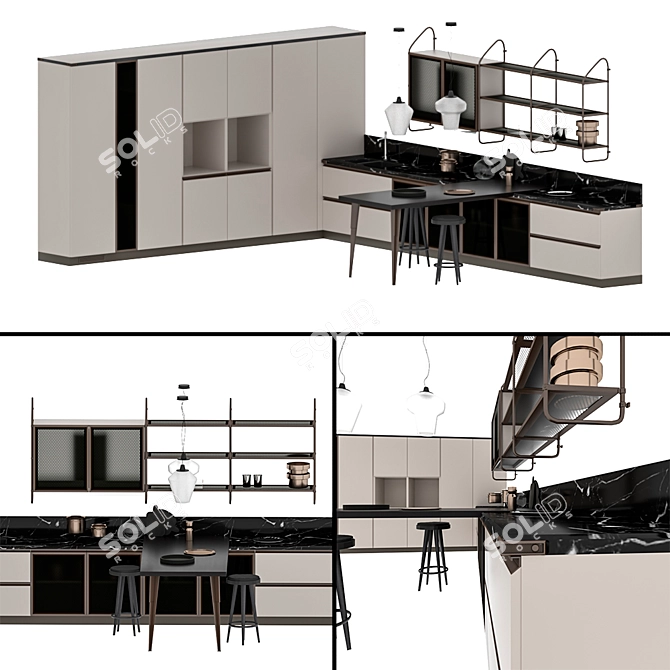 Industrial Style Kitchen: Scavolini Diesel Open Workshop 3D model image 1