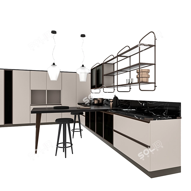 Industrial Style Kitchen: Scavolini Diesel Open Workshop 3D model image 2