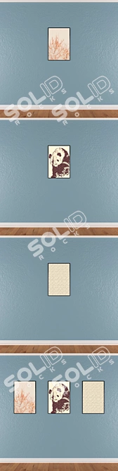Artistic Set: 3 Wall Paintings + 4 Frame Options 3D model image 2