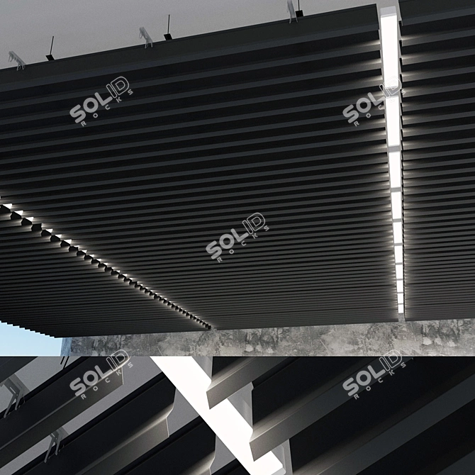 Title: Recessed Metal Ceiling with Adjustable Lights 3D model image 2