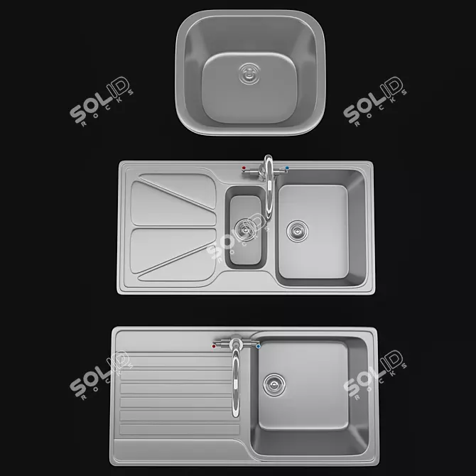 3-in-1 Kitchen Sink & Faucet Set 3D model image 1