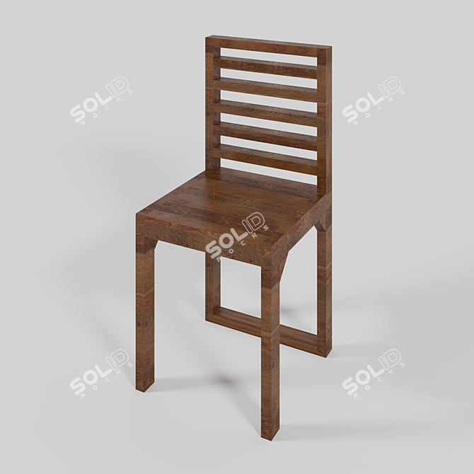 Elegant Wood Chair 3D model image 2