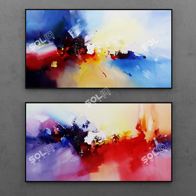 Fluid Art Abstract Paintings | Set of 6 3D model image 1