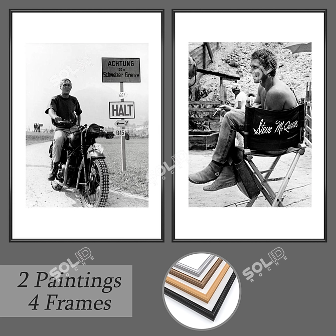 Diverse Wall Art Set with Frame Variations 3D model image 1