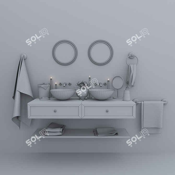 Elegant Wash Basin Decor 3D model image 2