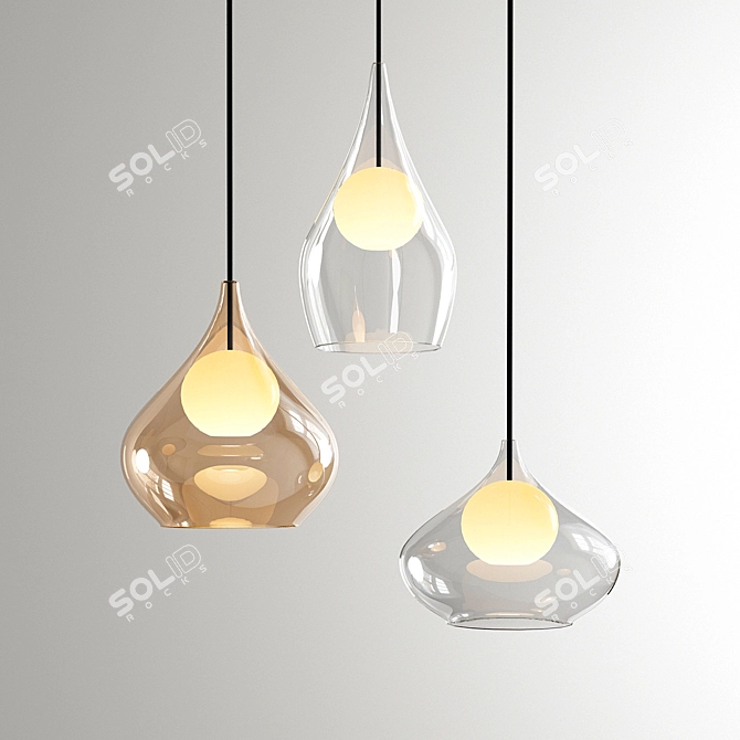 Sleek Glass Pendant Lighting 3D model image 1