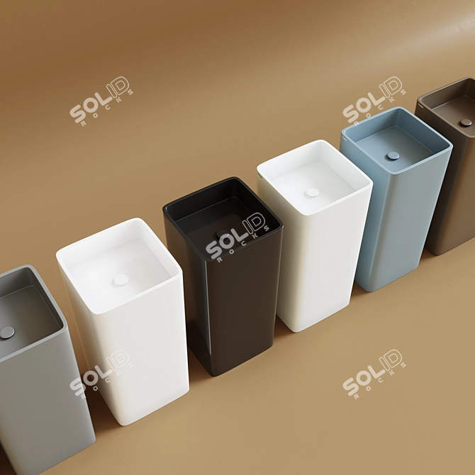 Sleek Monowash Basin 3D model image 2