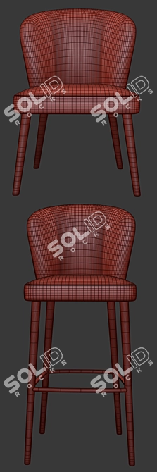 Sleek Minotti Aston Bar Stool & Lounge Chair Set 3D model image 3