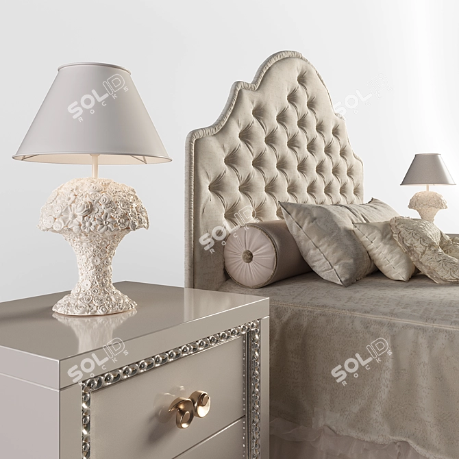 Halley Spenser Slim Bed, ALTAMODA Mimi Bedside Table, Halley Basamento Grande Love Lamp 3D model image 3