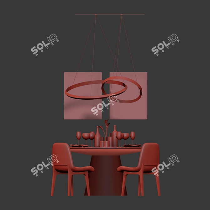 Modern Tiny Dinning Set: Aubrey Chair, Winston Table 3D model image 3