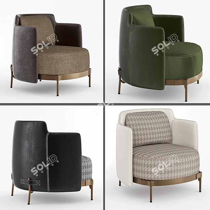 Minotti Tape Armchairs | Contemporary Elegance for Your Space 3D model image 1