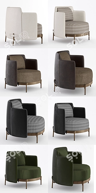 Minotti Tape Armchairs | Contemporary Elegance for Your Space 3D model image 2