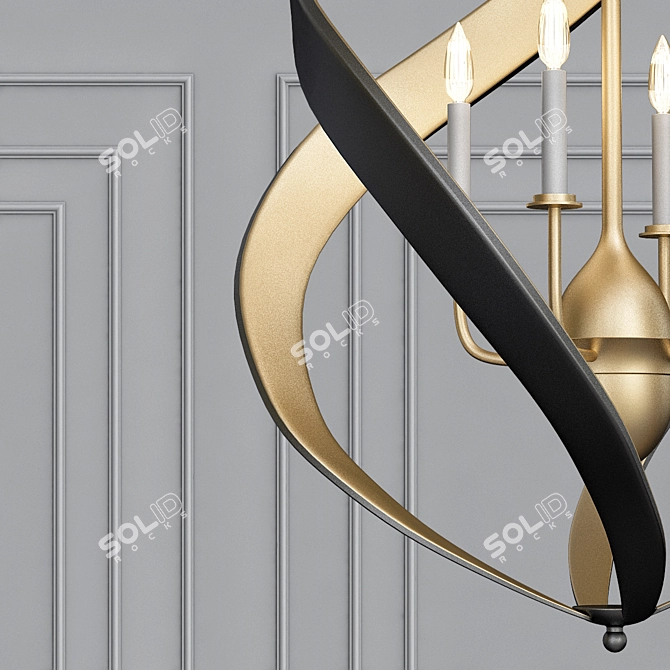 Elegant Trephine Chandelier: Wrought Iron, 4 Lights 3D model image 2