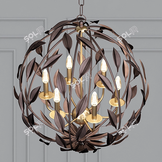 Gilded Elegance: 6-Light Bronze Sphere Chandelier 3D model image 2