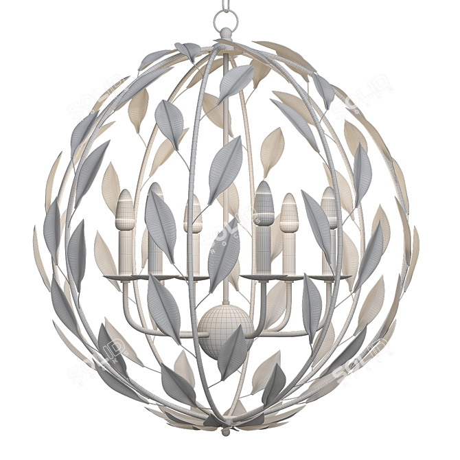 Gilded Elegance: 6-Light Bronze Sphere Chandelier 3D model image 3