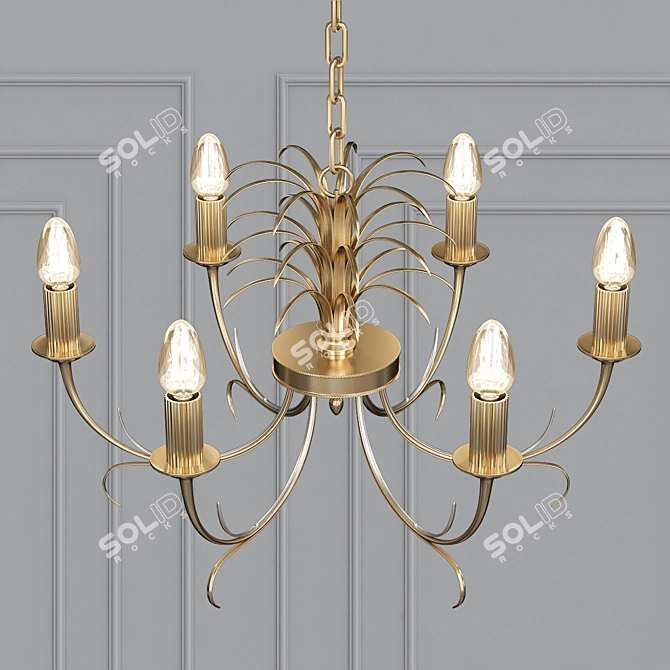 Vintage Boulanger Brass Chandelier 3D model image 2